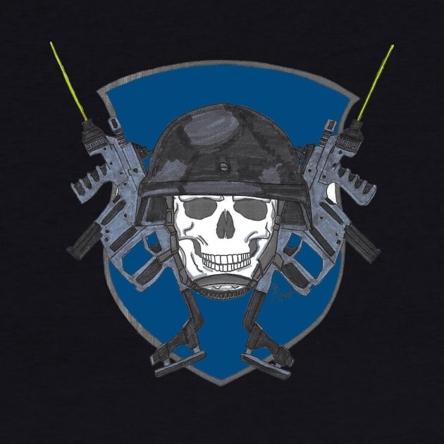 Special Ops Military Skull and Guns by Joseph Baker